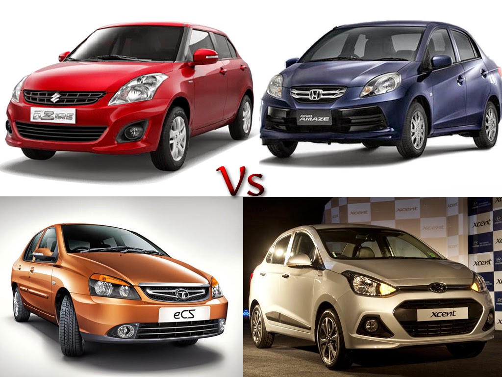 Compare Sub 4 Metre Sedan Car - Maruti Swift Dzire Vs Honda Amaze Vs Hyundai Xcent Vs Tata Indigo CS