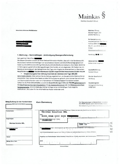 Scan: Anschreiben "Mainkas Solution Group"