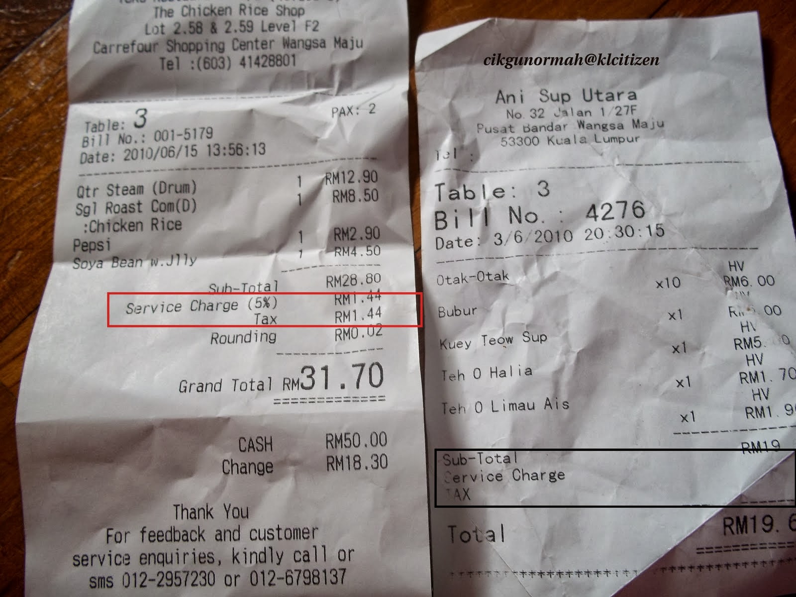 Resit Makan Dikenakan GST