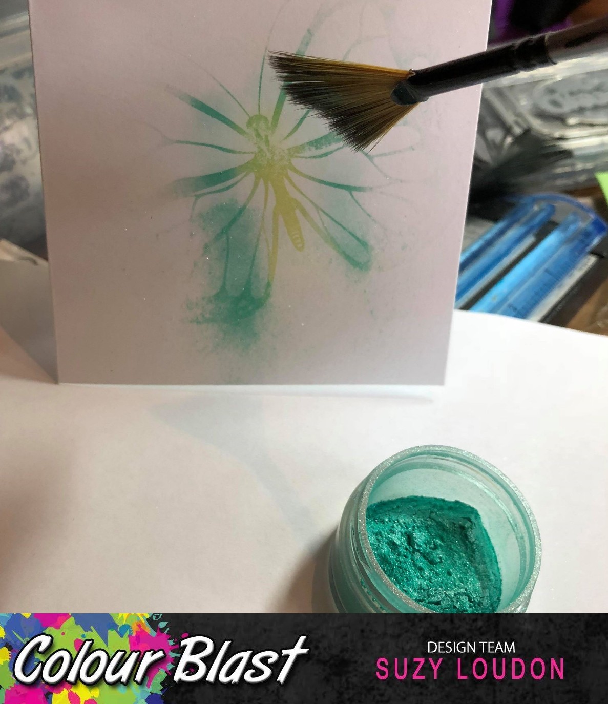 Colour Blast by Bee Arty Mica Powder Cards by Suzy Loudon