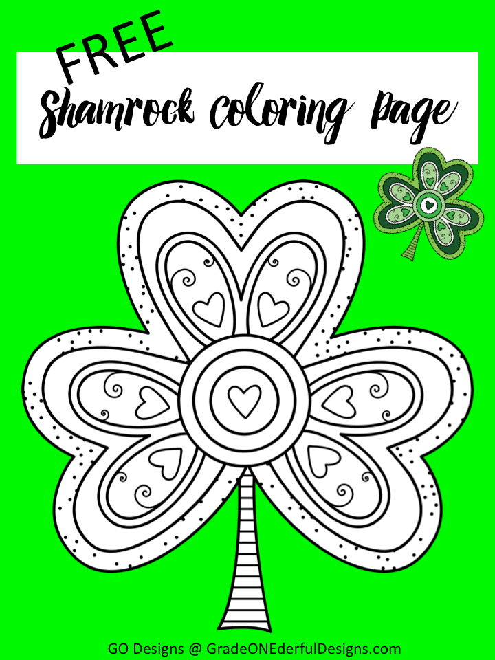 Free Shamrock Coloring Page | Grade ONEderful Designs