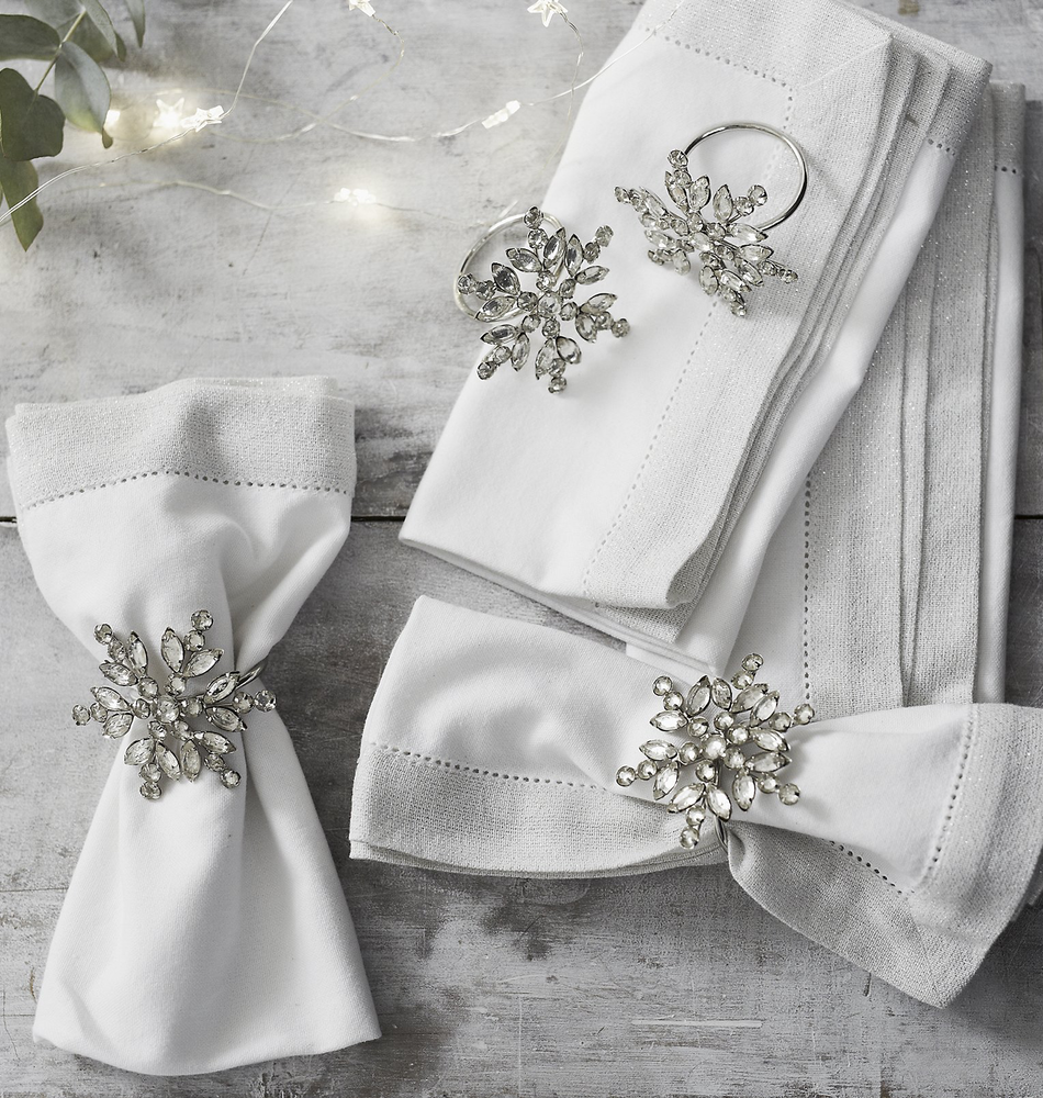 The White Company Jewelled Snowflake Napkin Rings-Set of 4 