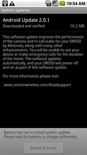 New Android 2.0.1 firmware update for Verizon Motorola DROID