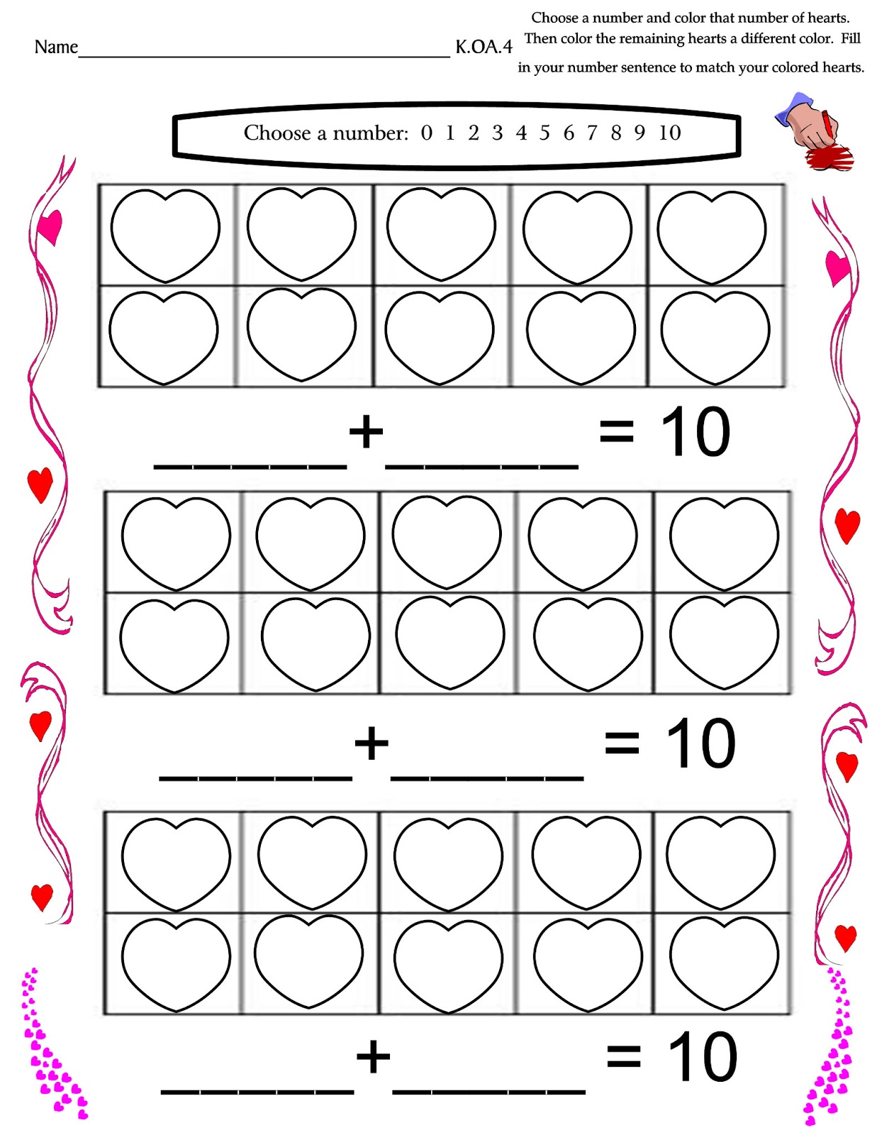 Christina's Kinder Blossoms Common Core K.OA.3 and K.OA.4