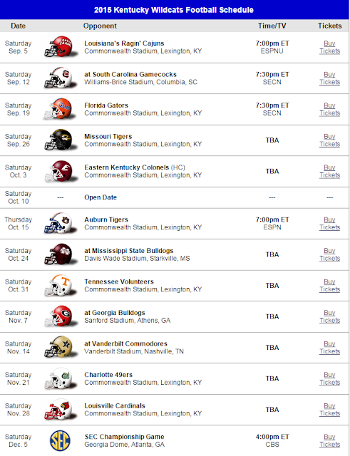 Ky Football Schedule Printable