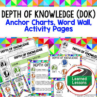 Bloom's Taxonomy, Depth of Knowledge, DOK Anchor Charts, Word Wall, Activity Pages