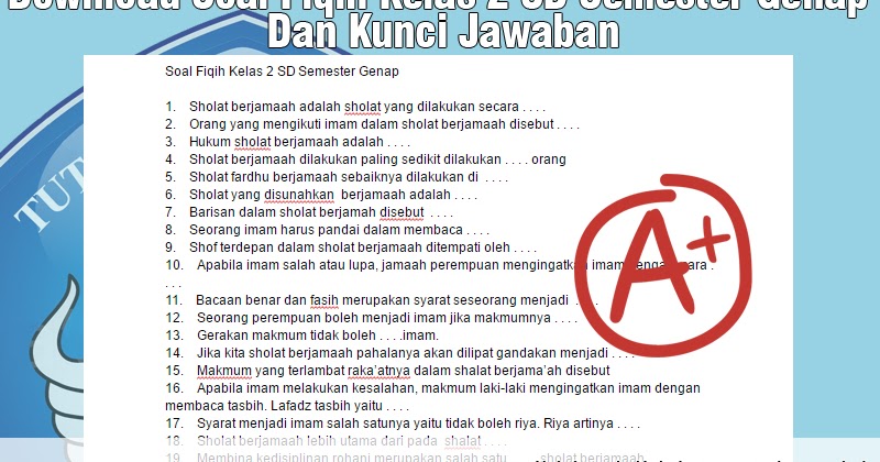 Soal Fiqih Kelas 2 Sd Semester 2 Dan Kunci Jawaban Guru Galeri Soal Fiqih Kelas 2 Sd Semester 2 Dan Kunci Jawaban Guru Galeri