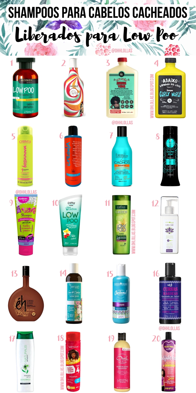 20 shampoos para cabelos cacheados, sem sulfato, liberados para low poo.