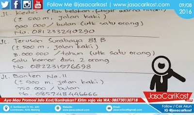 Info Kost Putri di Malang 2016