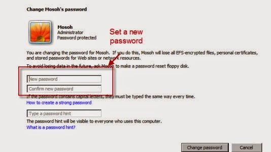 windows 7 Reset New Password