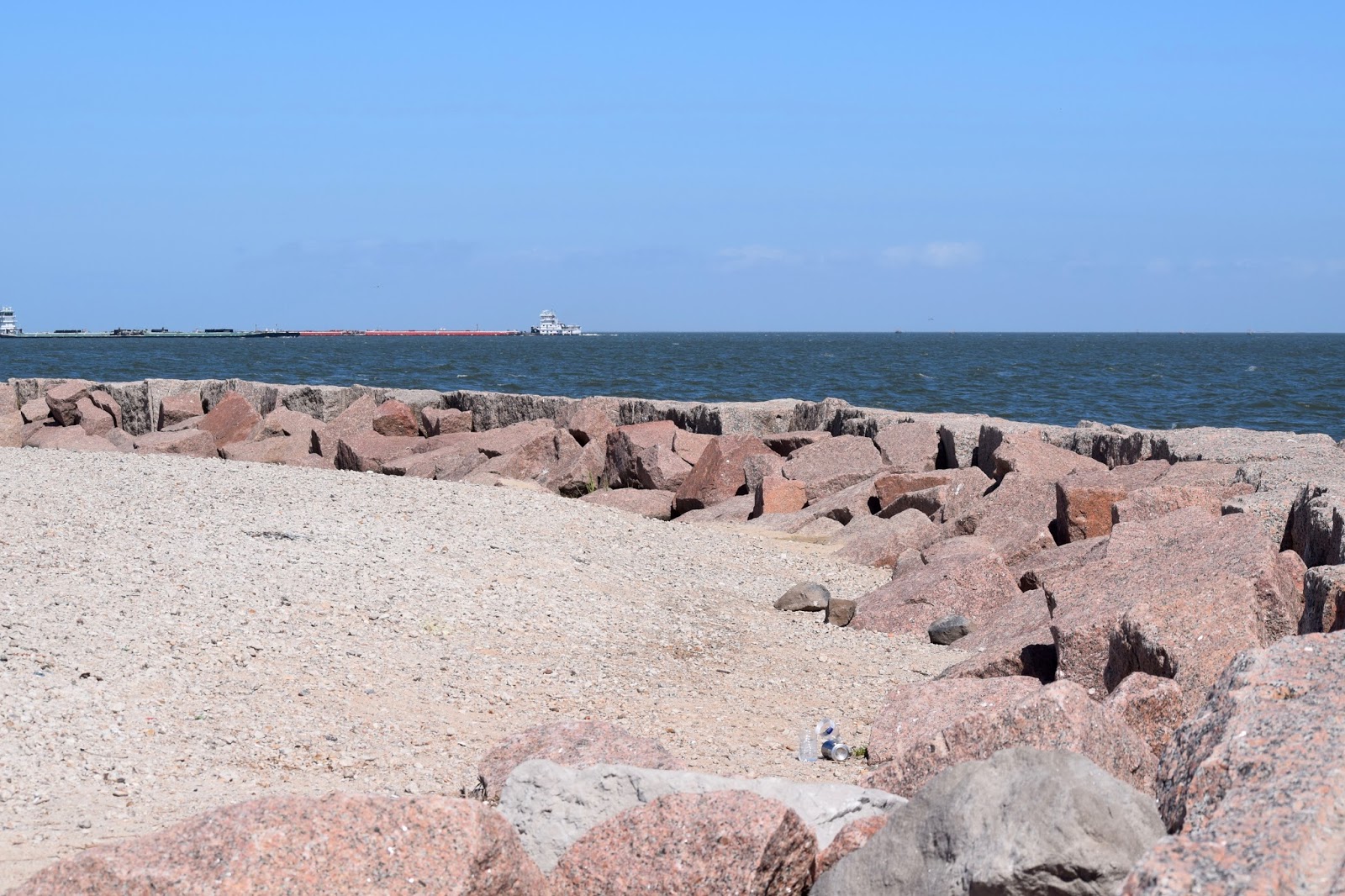 Along Slap Out Gully Driving along the Texas City Dike