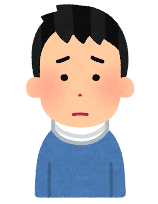 首にコルセットを巻いた人のイラスト（男性）