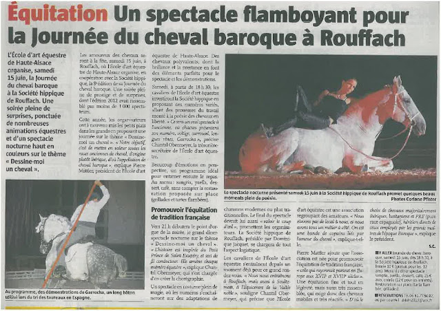 Ecole d'Art Equestre de Haute Alsace: Extrait du Journal L'Alsace du 09