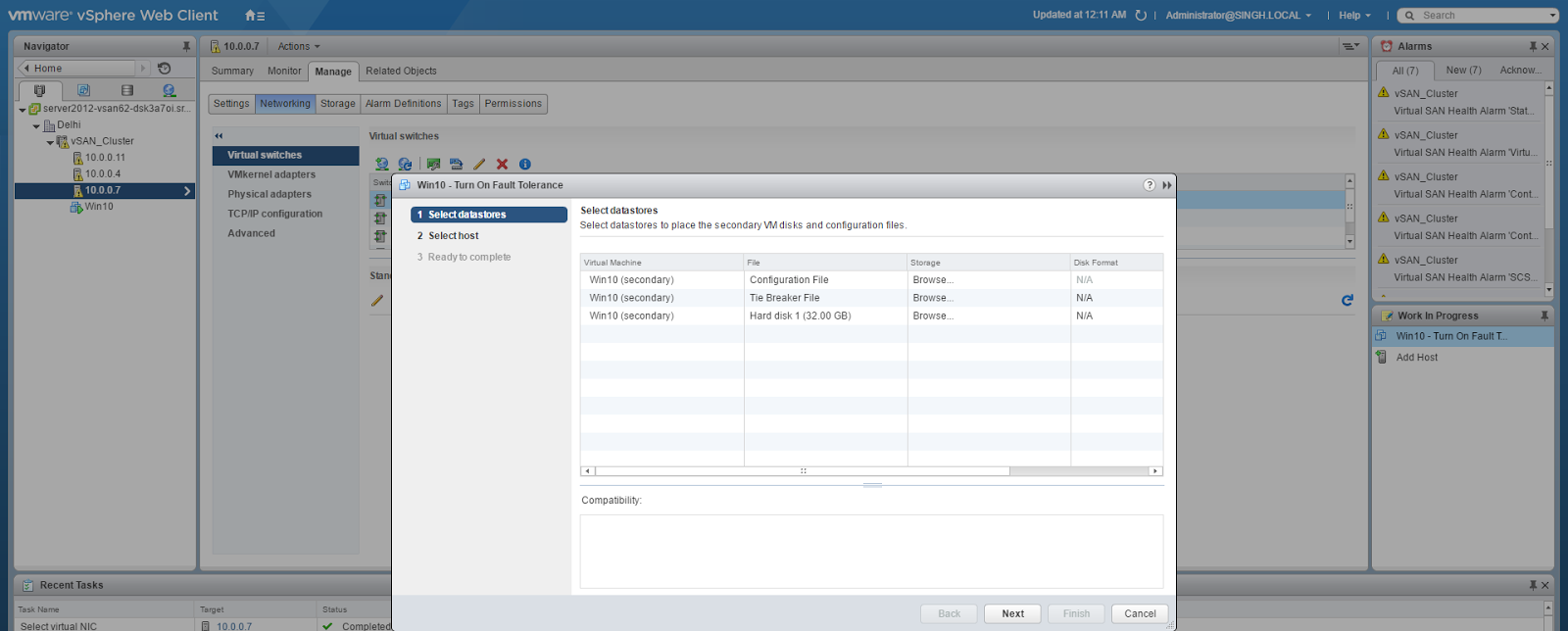 VirtualSingh Fault Tolerance(FT) VM in vSAN 6.2