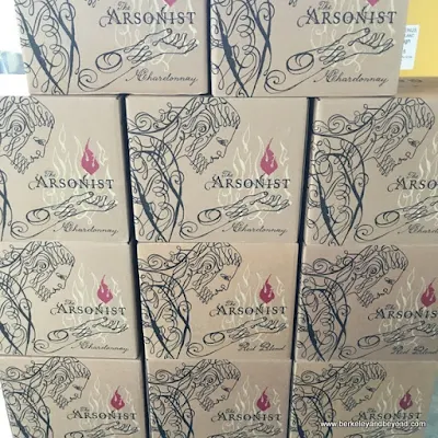boxes of The Arsonist wine at Matchbook Winery in Zamora, California