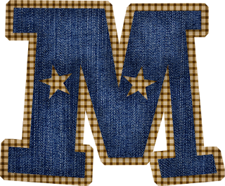 Abecedario en Tela de Jeans con Estrellas Vaqueras. Jeans Alphabet with Cowboy Stars.