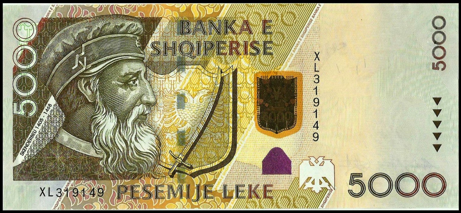 Albania 5000 Leke Banknote 2012 Skanderbeg World Banknotes Coins albania-5000-leke-banknote-2012-skanderbeg-world-banknotes-coins