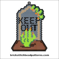 Click to view the Keep Out Tombstone Halloween brick stitch bead pattern charts.