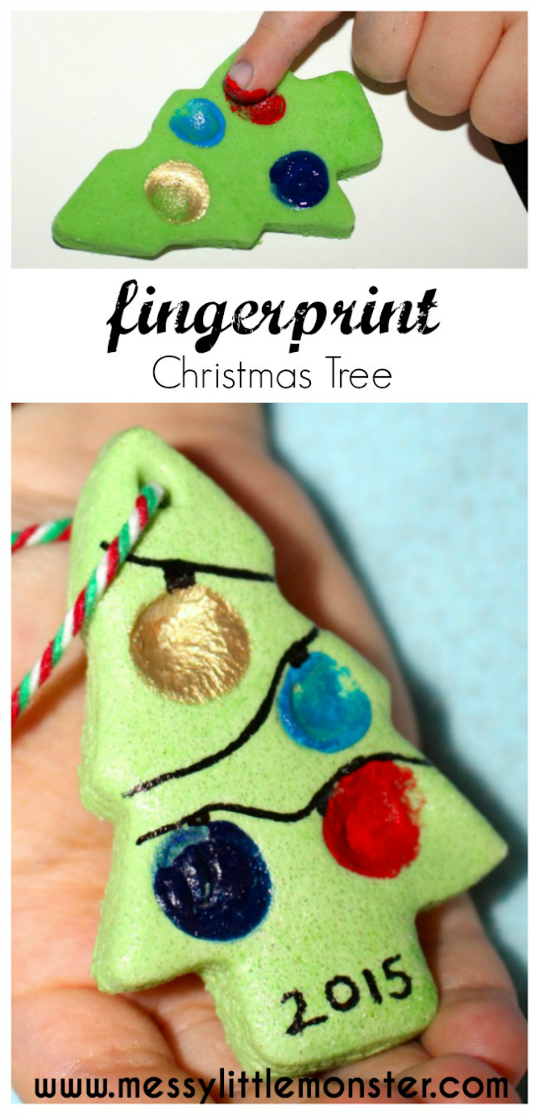 Fingerprint Christmas Tree - Salt Dough Ornament Recipe - Messy Little ...