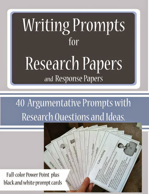 http://www.teacherspayteachers.com/Product/Writing-Prompts-Research-Papers-and-Response-Papers-1329353