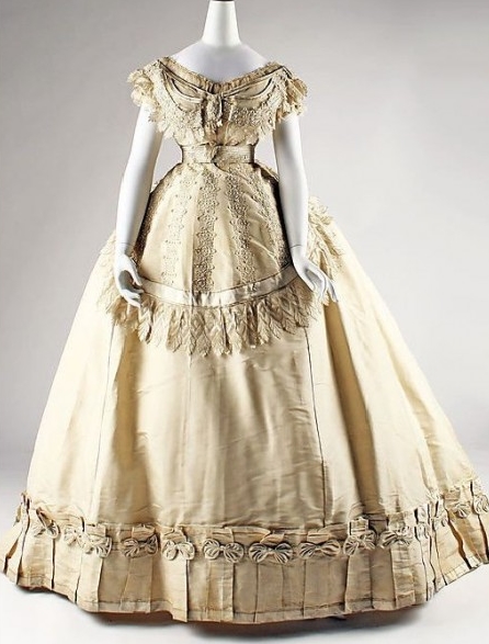 Vintage Champagne Embroidered Steampunk Victorian Dress