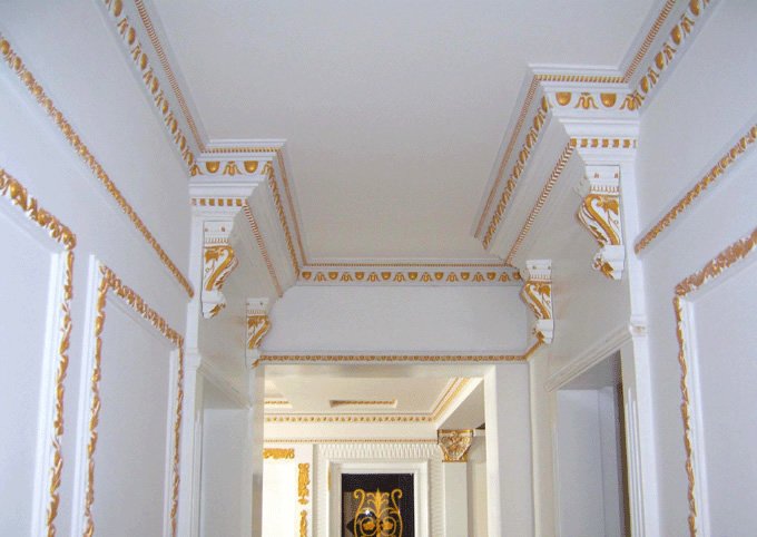 Living Room Gypsum Ceiling Design With Cornice Concealed Lights