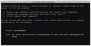 Fix Boot Error 0xC000000F