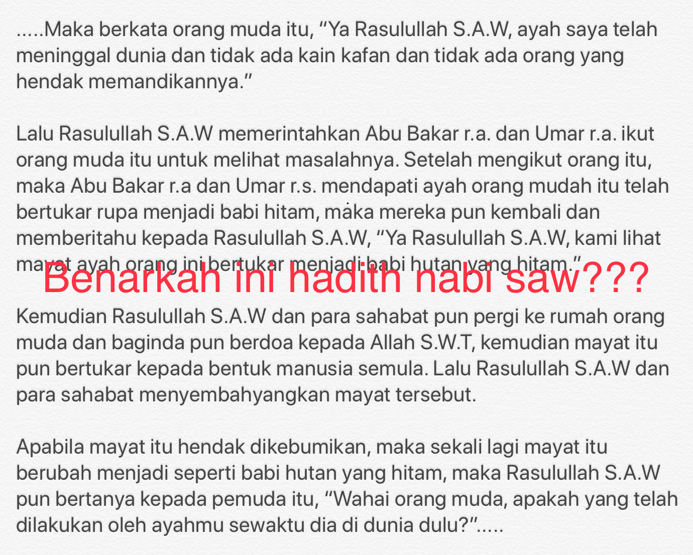 APAKAH STATUS HADITH MAYAT BERTUKAR KHINZIR? HIDUP INI SEBENTAR