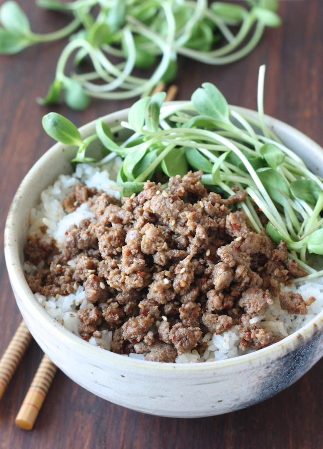 Korean Beef Rice Bowl recipe by SeasonWithSpice.com