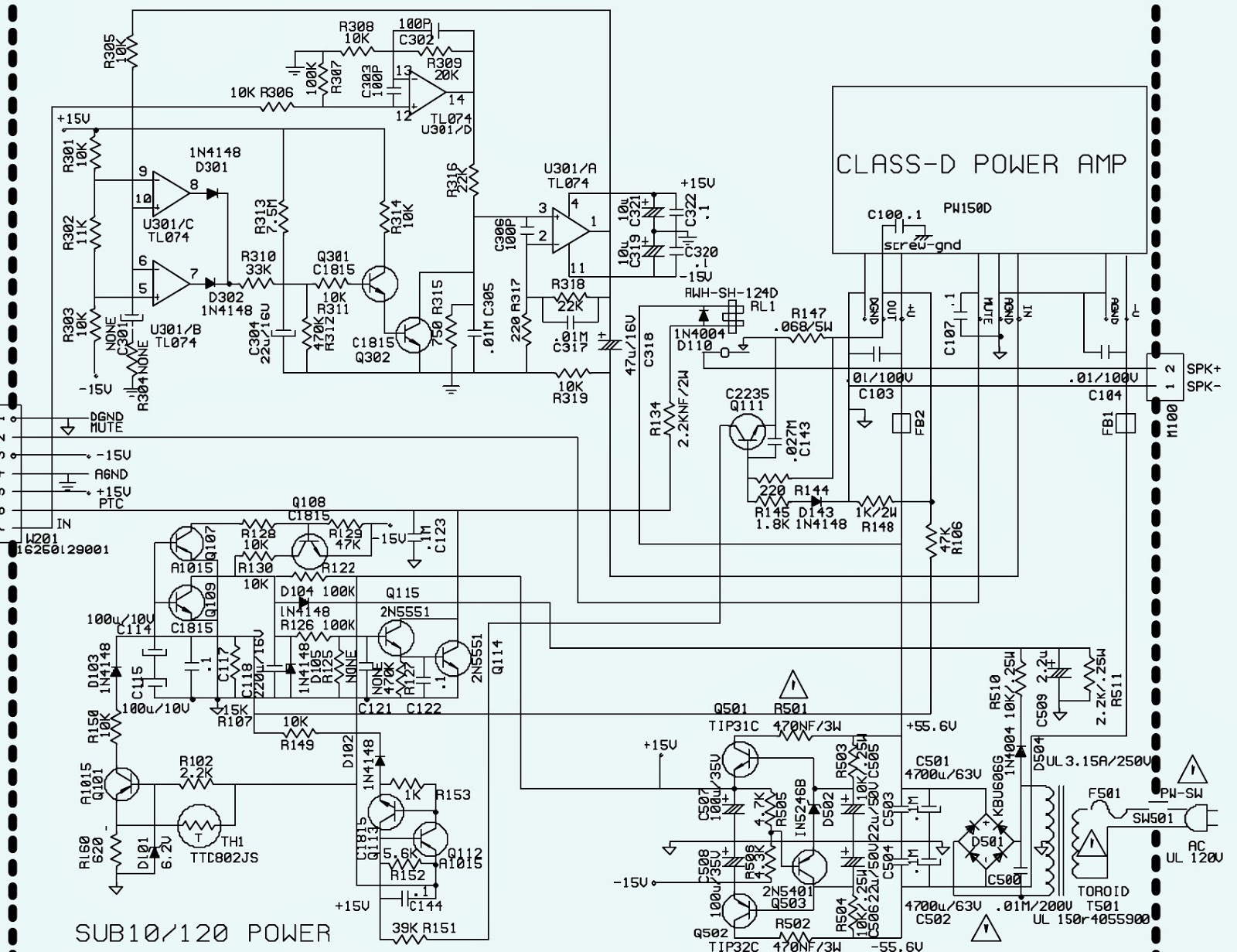 Electro help: JBL SUB-10 SUB-WOOFER - SCHEMATIC [CIRCUIT DIAGRAM] - AMP