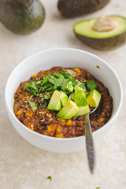 Slow Cooker Vegan Bean & Quinoa Chili