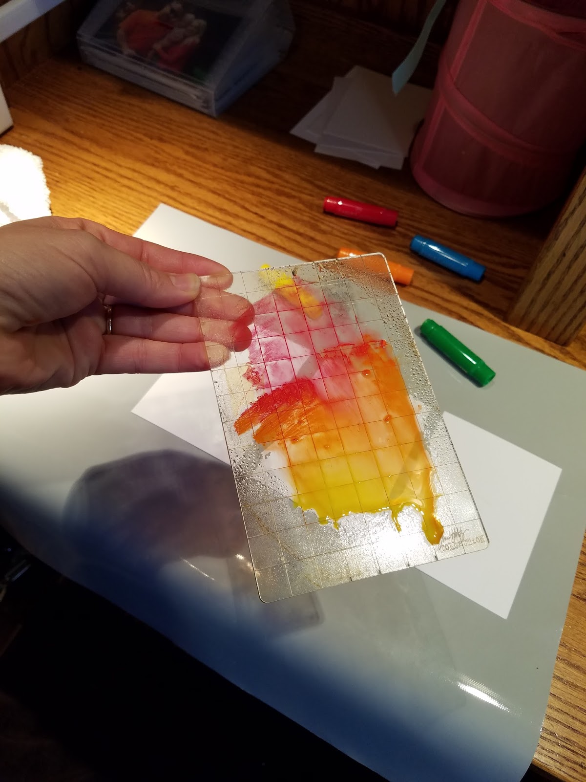 Rockin Paper Scissors and Glue Acrylic Block Stamping