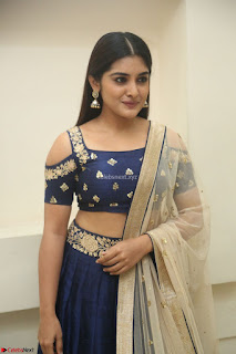 Niveda Thomas in Lovely Blue Cold Shoulder Ghagra Choli Transparent Chunni ~  Exclusive Celebrities Galleries 067