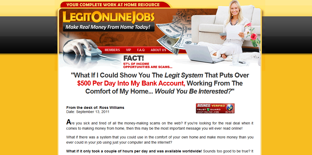 Legit online jobs is a scam