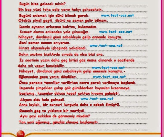 7. Sinif Türkçe Cem Yayinlari Çalişma Kitabi Cevaplari Sayfa 114 - Ders