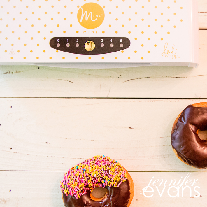 Free Donut DIY Minc printable! Just print on a laser printer and run through the @heidiswapp Minc to foil it!  by @createoften