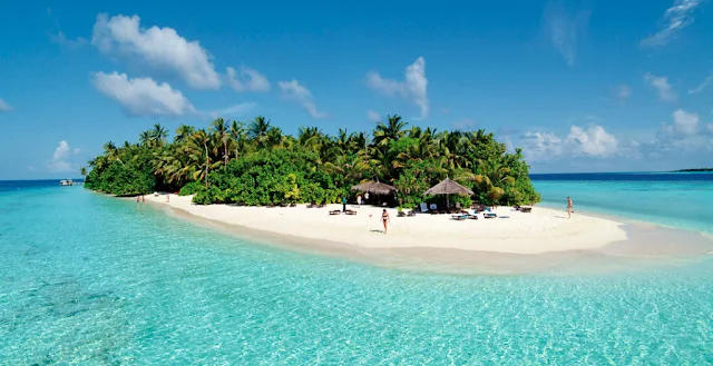 Ilhas Maldivas - Exemplo de porção seca entre as águas