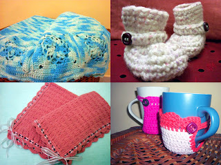 mantillas crochet, escarpines en crochet, tazas forradas en crochet