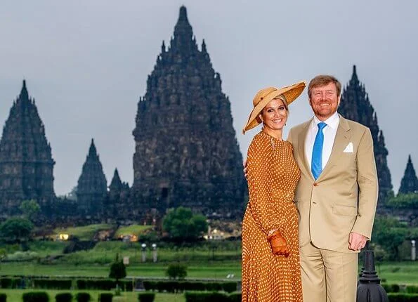 Queen Maxima wore a new polka-dot print dress by Zimmermann. It is the largest Hindu Javanese temple complex in Indonesia