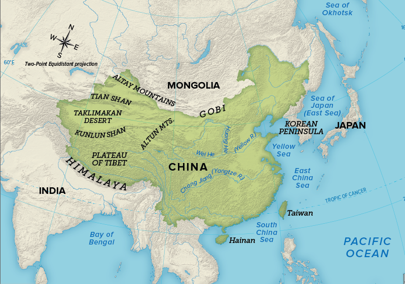Ancient China Map With Rivers