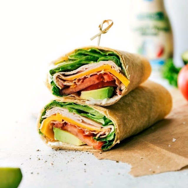 Turkey Avocado Ranch Club Wraps #lunch #healthy