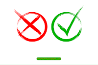Check icons one green one red yes no white background