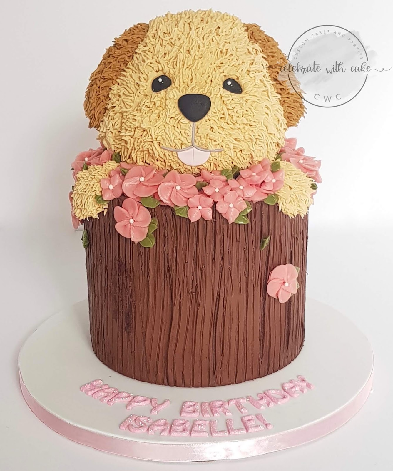 Dog and Flowers Cake