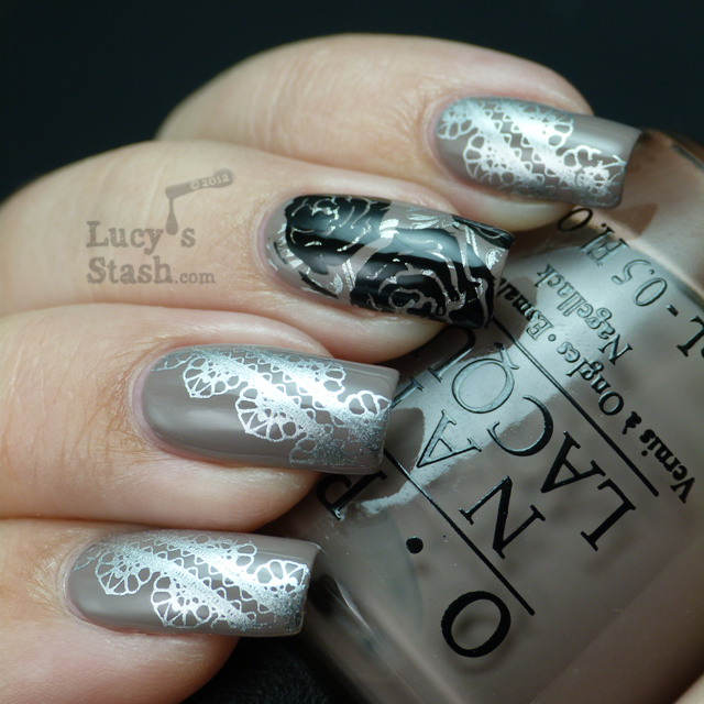 Lucy's Stash - Lace & Roses stamping nail art