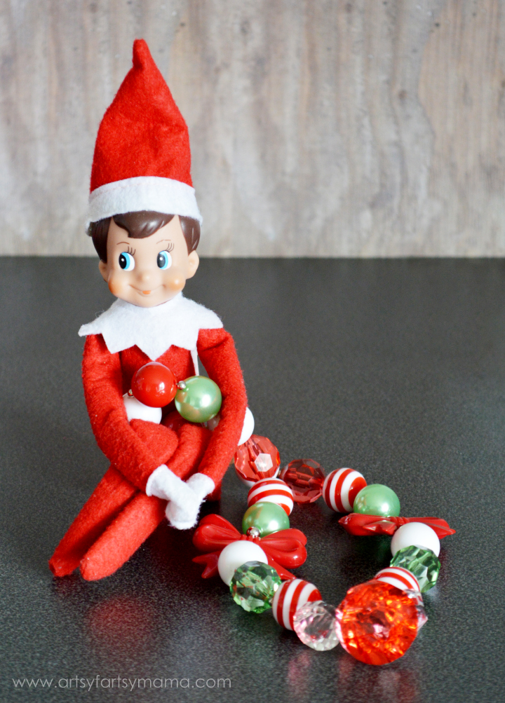 Holly Jolly Christmas Necklace - Elf on the Shelf Idea at artsyfartsymama.com