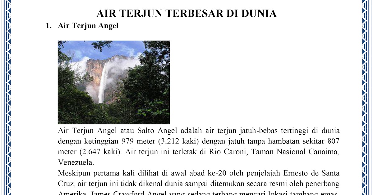 makalah AIR TERJUN TERBESAR DI DUNIA