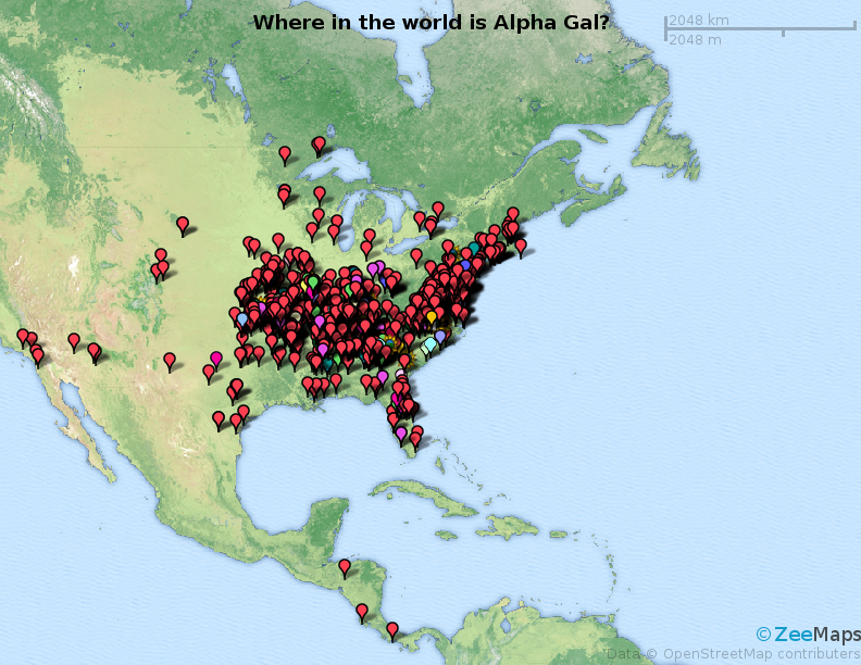 Red Meat Allergy Tick Map Alpha Gal Allergy / Mammalian Meat Allergy: Where In The World Is Alpha Gal?