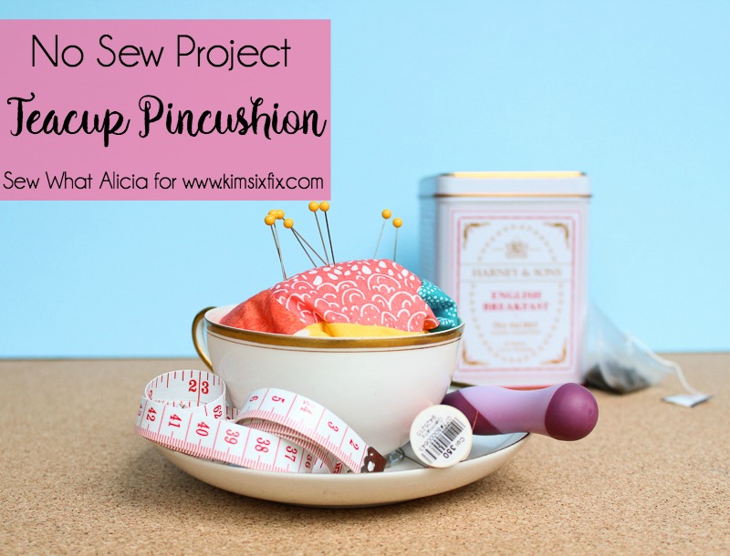 A Quick and Easy No Sew Teacup Pincushion. She even has a full video tutorial showing you how to
