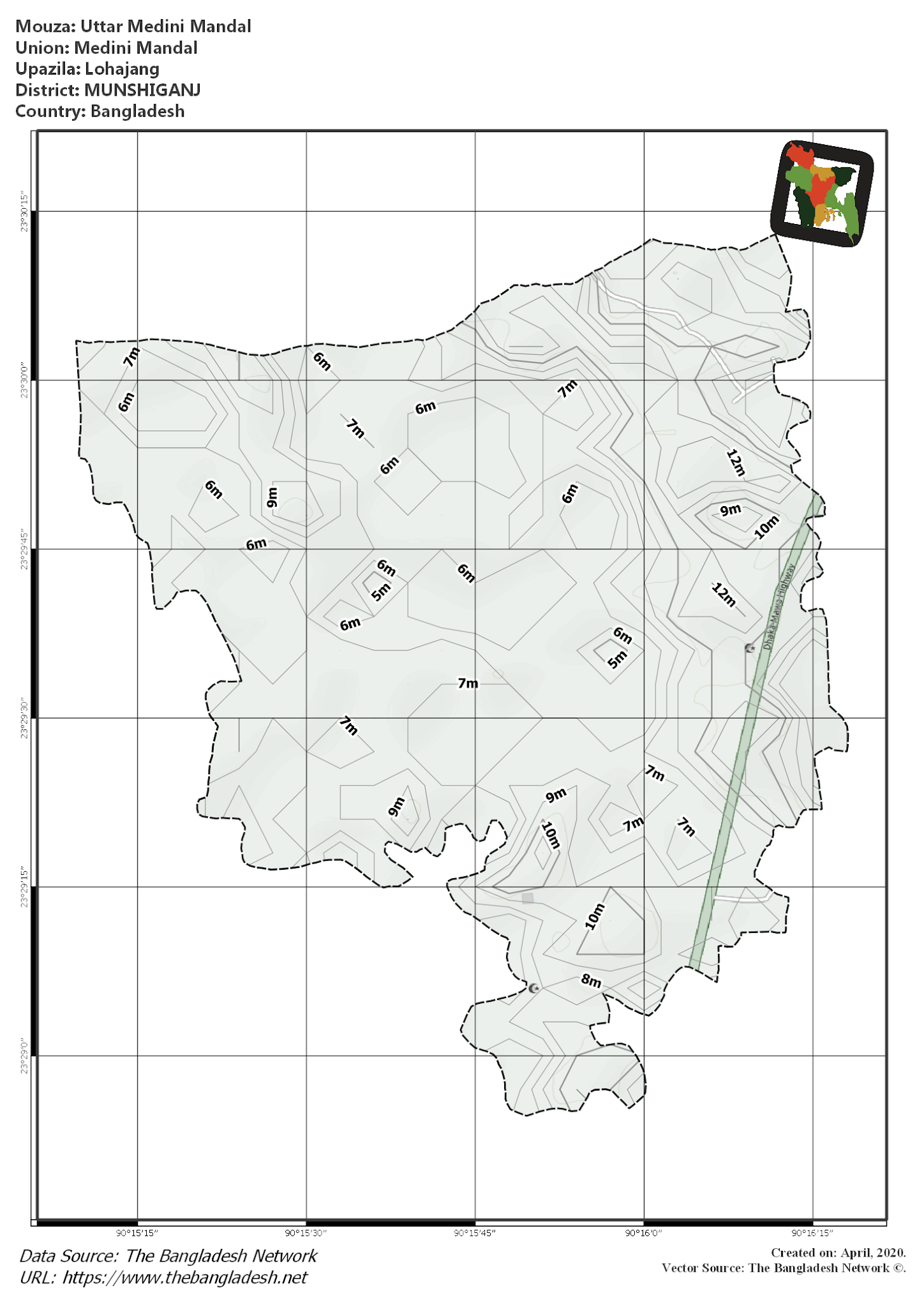 Map of Uttar Medini Mandal Mouza of Lohajang Upazila, MUNSHIGANJ Map of Uttar Medini Mandal Mouza of Lohajang Upazila, MUNSHIGANJ, Bangladesh.