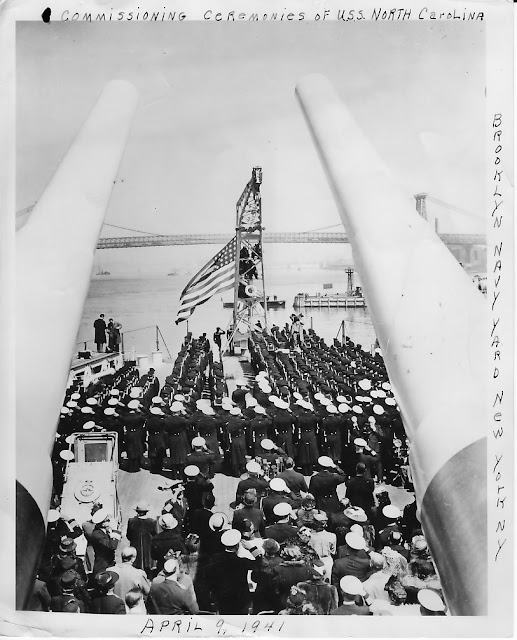 9 April 1941 worldwartwo.filminspector.com USS North Carolina commissioning Brooklyn Navy Yard